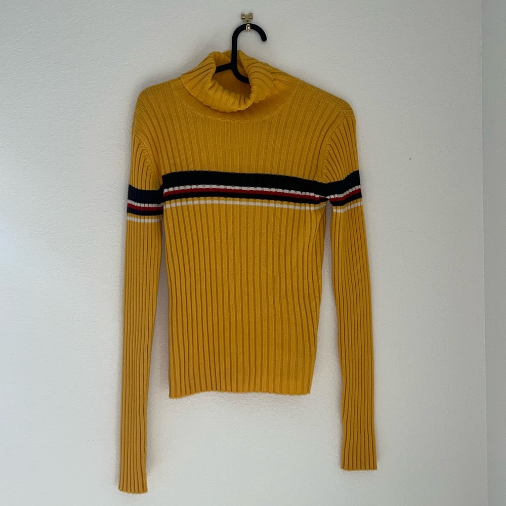 Vintage Union Bay Mustard Striped Turtleneck